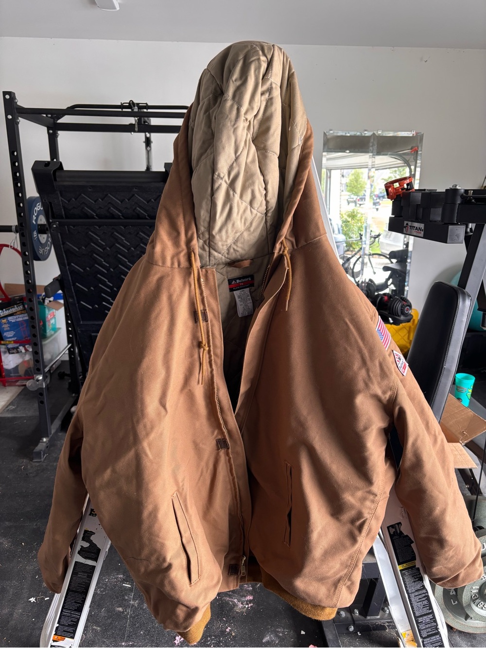 MEN'S HEAVYWEIGHT FR INSULATED BROWN
DUCK HOODED JACKET